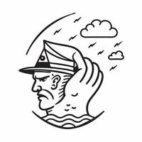 Sailors profile with a stormy sea concept as A sailors profile combined with a stormy sea representing the challenges of farewells and the unknown Ideal for maritime and adventure Dynamic vector