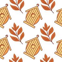 Rustic wooden signs seamless tile pattern with autumn quotes and warm tones concept as Rustic wooden signs with autumn quotes and warm tones create a cozy seamless tile pattern for Dynamic vector