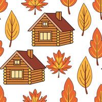 Rustic wooden cabin seamless tile pattern with warm lights and autumn foliage concept as Warm lit rustic cabins surrounded by autumn foliage create a seamless tile pattern perfect Dynamic vector