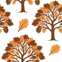 Rustic oak tree seamless tile pattern with autumn foliage and warm earthy tones concept as Oak trees with autumn foliage in warm earthy tones create a rustic seamless tile pattern Dynamic vector