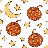 Rustic harvest moons and stars seamless tile pattern with warm autumn colors concept as Harvest moons and stars in warm autumn colors create a rustic seamless tile pattern perfect Dynamic vector