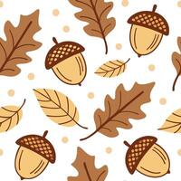 Rustic acorns and leaves seamless tile pattern with warm autumn colors and textures concept as Warm colored acorns and autumn leaves create a rustic seamless tile pattern with cozy Dynamic vector
