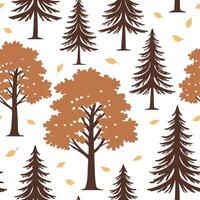 Rustic autumn trees seamless tile pattern with pine and birch for country inspired interiors concept as Pine and birch trees arranged seamlessly to create rustic and country inspir Dynamic Set 3 vector