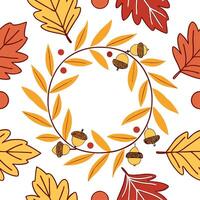Rustic autumn wreath seamless tile pattern with colorful leaves and seasonal accents concept as Colorful autumn leaves and seasonal accents create a rustic autumn wreath seamless t Dynamic vector