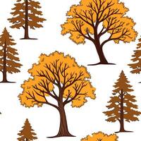 Rustic autumn trees seamless tile pattern with pine and birch for country inspired interiors concept as Pine and birch trees arranged seamlessly to create rustic and country inspir Dynamic vector