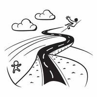 Runners silhouette with open road concept as A runners silhouette blended with an open road symbolizing hope and the journey ahead Ideal for sports and motivational ads in Photo Dynamic vector