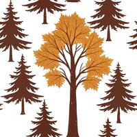 Rustic autumn trees seamless tile pattern with pine and birch for country inspired interiors concept as Pine and birch trees arranged seamlessly to create rustic and country inspir Dynamic Set 2 vector