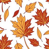 Rich autumn colors seamless tile pattern with falling leaves vibrant oranges reds and browns concept as Falling leaves in vibrant oranges reds and browns create a rich autumn color Dynamic vector