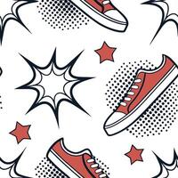 Retro pop art seamless tile pattern with bold colors and halftone effects inspired by vintage comics concept as Bold colors halftone shading and pop art motifs create seamless retr Dynamic vector