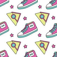 Retro polygon seamless pattern bright neon colors on white background perfect for futuristic designs concept as Designing seamless tile with retro polygons in bright neon colors on Dynamic vector