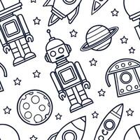 Retro sci fi seamless tile pattern with futuristic elements and vintage technology aesthetics concept as Seamless retro sci fi tiles featuring vintage robots futuristic tech and sp Dynamic vector