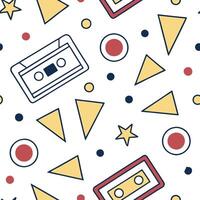 Retro geometric seamless tile pattern complementary colors on white background perfect for vibrant spaces concept as Creating seamless tile with retro geometric patterns in complem Dynamic Set 4 vector
