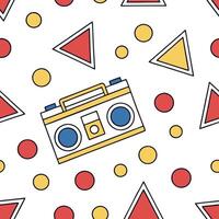 Retro geometric seamless tile pattern bright primary colors on white background ideal for playful designs concept as Creating seamless tile with retro geometric patterns in bright Dynamic vector