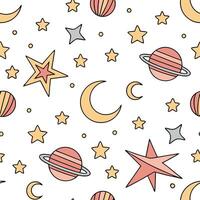 Retro geometric seamless tile pattern celestial motifs on white background perfect for mystical decor concept as Designing seamless tile with retro geometric patterns and celestial Dynamic vector