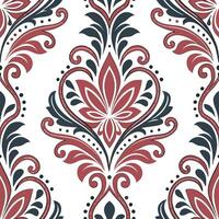Retro damask seamless tile pattern with rich colors for elegant spaces concept as Classic retro damask motifs in seamless tile pattern featuring rich and vibrant color schemes in Dynamic vector