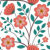 Retro floral seamless pattern with bright color schemes for dynamic spring spaces concept as Bold and bright floral motifs in a retro style seamless pattern ideal for lively and dy Dynamic vector