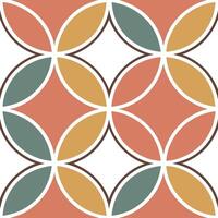 Retro circles seamless pattern with overlapping geometric shapes in vibrant 70s color palette concept as Design a seamless pattern featuring overlapping retro circles in vibrant 70 Dynamic vector
