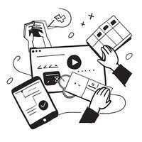 Remote team collaborating on a software development project concept as A illustration of a remote team collaborating on a software development project using coding tools and Dynamic vector