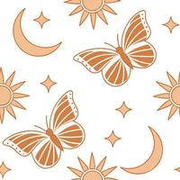 Relaxing summer sun seamless tile pattern with light orange and soft sunburst designs for cozy spaces concept as Soft orange tones and sunburst designs arranged seamlessly to creat Dynamic vector
