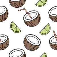 Refreshing coconut drink seamless tile pattern with a tropical flair and beach vibes concept as Tropical coconut drinks with a splash of lime and fresh coconut water create a seaml Dynamic vector