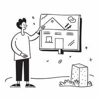 Realtor presenting a mockup house for sale at an open house event concept as A realtor presents a mockup house for sale at an open house event highlighting the spacious layout and Dynamic Set 4 vector