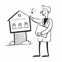 Realtor presenting a mockup house for sale at an open house event concept as A realtor presents a mockup house for sale at an open house event highlighting the spacious layout and Dynamic Set 2 vector