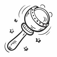 Rattle icon with copy space on a blue background concept as A image of a rattle icon with ample copy space on a blue background perfect for baby toys and play themed visuals Dynamic vector