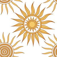 Radiant summer sun seamless tile pattern with golden rays and sunset hues for peaceful sunlit spaces concept as Golden rays and sunset hues arranged seamlessly to bring a peaceful Dynamic Set 3 vector