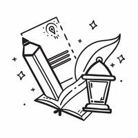 Quran and lantern icon with copy space for infographics concept as An infographic ready Quran and lantern icon with copy space designed to convey religious practices spiritual them Dynamic vector