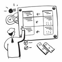 Project manager with project plan overlay concept as A project managers profile combined with a project plan overlay representing the organizational skills showcased during a compa Dynamic vector