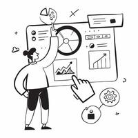 Project manager collaborating on a risk management strategy concept as A illustration of a project manager collaborating on a risk management strategy using charts and digit Dynamic vector