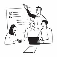Project manager leading a hybrid meeting concept as A illustration of a project manager leading a hybrid meeting with both onsite and remote participants using a 3 color sch Dynamic vector
