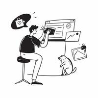Professional working with a pet nearby concept as High resolution image of a professional working with a pet nearby capturing the comfort and joy pets bring to the work life balanc Dynamic Set 2 vector