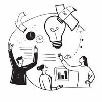 Professionals brainstorming in a meeting concept as High resolution image of professionals brainstorming in a meeting with a glossy backdrop capturing creativity and growth mindset Dynamic Set 2 vector