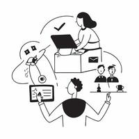 Professional working from home with family concept as High resolution image of a professional working from home with family in the background highlighting the balance between caree Dynamic vector