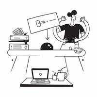 Professional working from a cafe with a laptop concept as High resolution image of a professional working from a cafe with a laptop capturing the balance between productivity and r Dynamic Set 2 vector