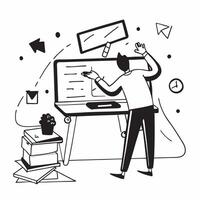 Professional using a standing desk at home concept as High resolution image of a professional using a standing desk at home capturing the blend of productivity health and work life Dynamic Set 2 vector