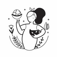 Pregnant woman with healthy food concept as High resolution image of a pregnant woman with healthy food with a glossy backdrop highlighting the importance of nutrition during pregn Dynamic Set 2 vector