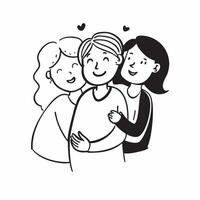 Pregnant woman with partner concept as High resolution image of a pregnant woman with her partner with a glossy backdrop showcasing the love and support during pregnancy in Photo Dynamic vector