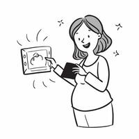 Pregnant woman with ultrasound photo concept as High resolution image of a pregnant woman holding an ultrasound photo with a glossy backdrop capturing the excitement and anticipati Dynamic vector