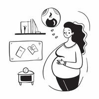 Pregnant woman in cozy home setting concept as High resolution image of a pregnant woman in a cozy home setting with a glossy backdrop capturing the warmth and comfort of pregnancy Dynamic vector