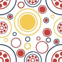 Pop Art seamless pattern with bold retro circles in primary colors concept as Design a seamless pattern featuring bold retro circles in primary colors capturing the essence of Pop Dynamic vector