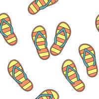 Playful summer flip flops seamless tile pattern with colorful beach footwear scattered on sand concept as Colorful flip flops scattered on soft beach sand create a fun playful seam Dynamic vector