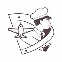 Pilot double exposure with airplane concept as A pilots profile merged with an airplane representing aviation responsibility and precision Perfect for aviation and travel industry Dynamic vector