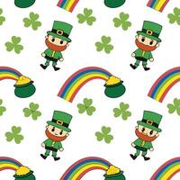 Playful leprechauns and pots of gold seamless tile pattern with vibrant festive colors concept as Vibrant festive colors highlight playful leprechauns amidst pots of gold in seamle Dynamic vector