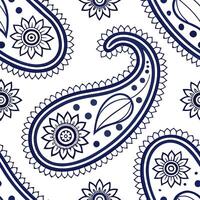 Persian paisleys and geometric patterns seamless tile pattern with rich blue hues concept as Rich blue hues highlight Persian paisleys intertwined with geometric patterns in seamle Dynamic vector