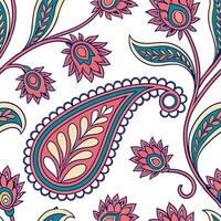 Persian floral patterns and paisleys seamless tile design with rich colors concept as Rich colors highlight Persian floral patterns intertwined with paisleys in seamless tile desig Dynamic vector