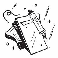 Pen and notebook icon with space for text and graphics on a blue background concept as A modern pen and notebook icon design featuring space for both text and graphics on a blue ba Dynamic vector