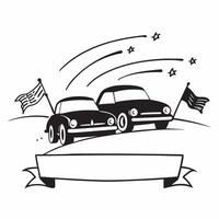 Patriotic parade with vintage cars concept as High resolution image of a patriotic parade featuring vintage cars on Independence Day with a glossy backdrop showcasing the classic a Dynamic Set 2 vector