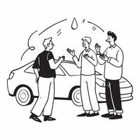 Parents teaching teen car maintenance concept as High resolution image of parents teaching their teen car maintenance for their first car with a glossy backdrop emphasizing respons Dynamic Set 2 vector